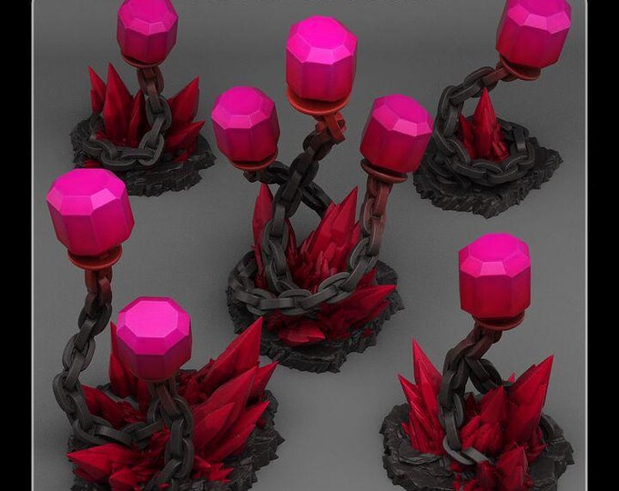Underdark Crystal Lights Wargaming Scatter Terrain Objectives Fantastic Plants and Rocks | PathFinder | Mini | Dungeons and Dragons Fantasy