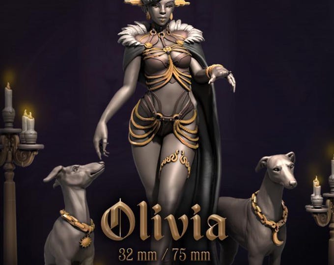 Olivia Fantasy Miniature for Sci-Fi Wargames & TTRPG DnD Fantasy Tabletop Wargaming | Dungeons and Maidens mini