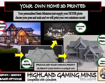 Personalised House Warming Gift - Resin Miniature of your home - Exclusive Highland Gaming Minis - Statue