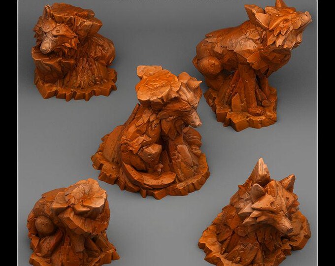 Mythic Rockwolves - Wargaming Terrain Objectives | Fantastic Plants and Rocks | PathFinder | Mini | Dungeons and Dragons | Fantasy | RPG