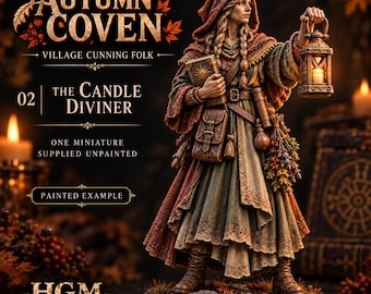 Candle Diviner | Autumn Coven Village Seer Witch | 32mm Resin Fantasy NPC | HGM Exclusive