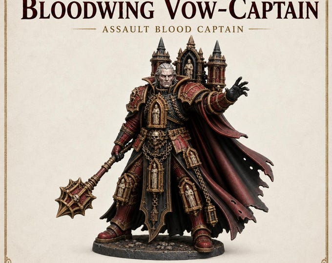 Bloodwing Vow-Captain Vampire Commander Resin Miniature – Red Vow – HGM Exclusive