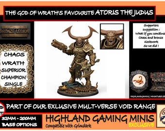 Chaos Champion of Wrath Bronze Legion Artoris the Judas Exclusive Multi-Verse Warp Wars HighlandGamingMinis Tabletop Wargaming Miniature