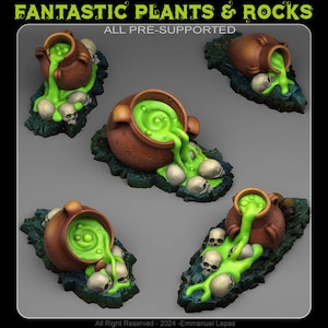 Haunted Witches Cauldrons Wargaming Scatter Terrain Objectives Fantastic Plants and Rocks | PathFinder | Mini | Dungeons and Dragons Fantasy