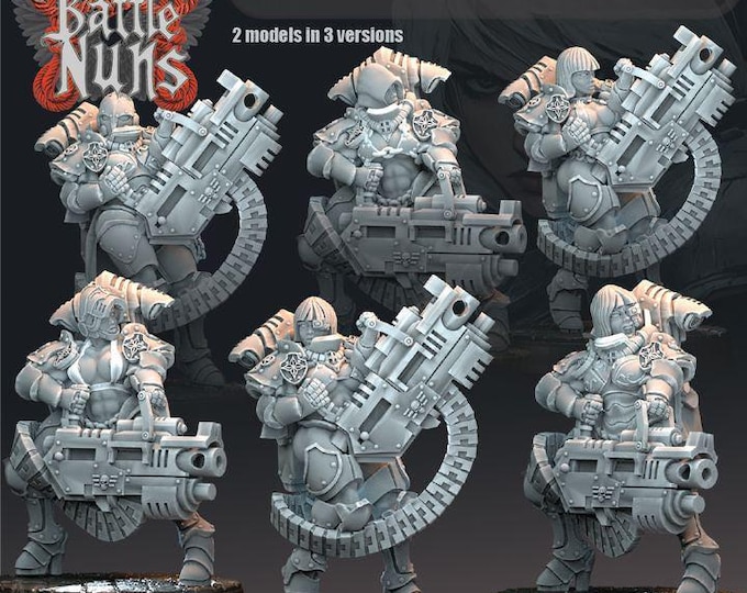 Battle Nuns with HMGs - Across the Realms - New Release July 25  - Sci-Fi OPR Grimdark compatible - Tabletop Wargaming Grimdark