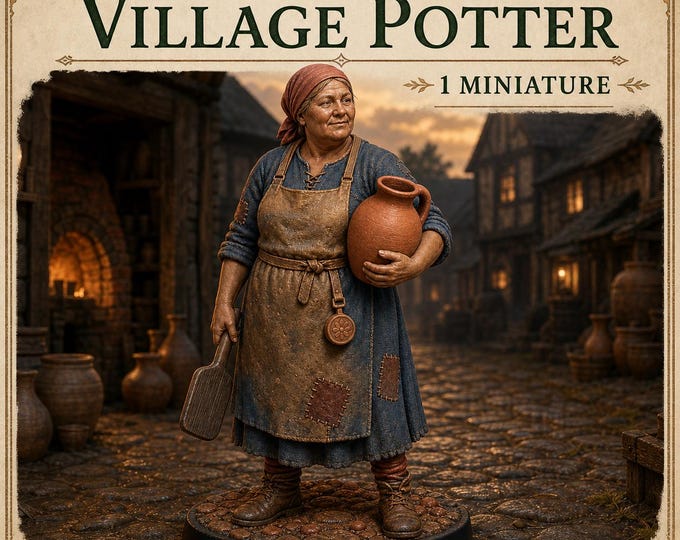 Lowroad Village Potter | Medieval Fantasy NPC | HGM Resin Miniature