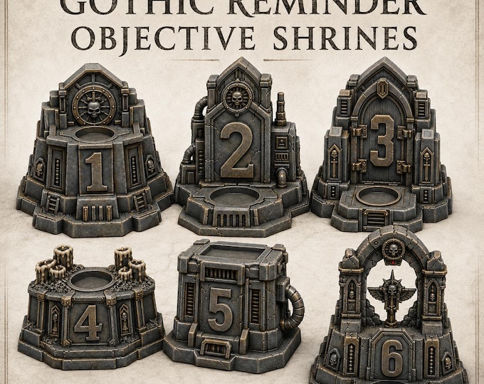 Gothic Reminder Objective Shrines - HGM Exclusive Resin Objective Marker Set - 6 Pieces