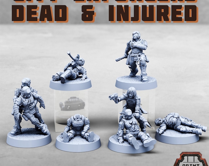 City Watch Enforcers - Dead and Injured Kit - Print Minis - Tabletop Wargaming Miniature for Grimdark | OPR | Sci-fi