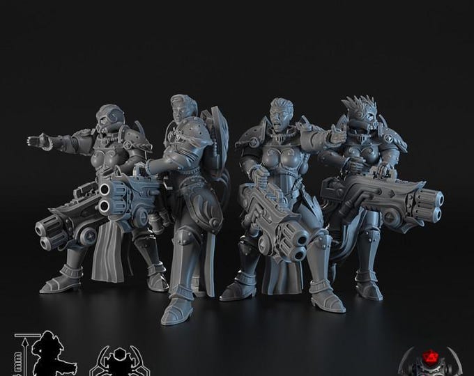 Battle Sisters Widows of Retribution Heavy Thermal Gun Squad - for Sci-Fi Wargames & TTRPG | Eight Legs Miniatures mini