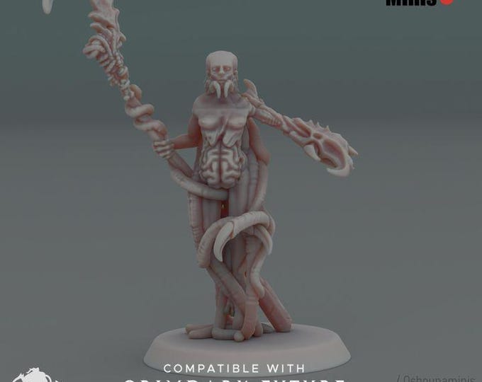 Priestess - Crab Cult  Oshounaminis - New April 25 - Tabletop wargaming miniature for Grimdark | OPR | Sci-fi | Alien Bug Proxy |