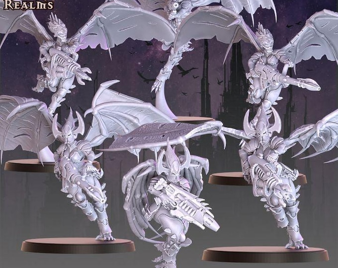 Winged Reavers with Assault Weapons -  Across the Realms - Tabletop Wargaming for Grimdark | Alternative  | OPR Sci-Fi mini
