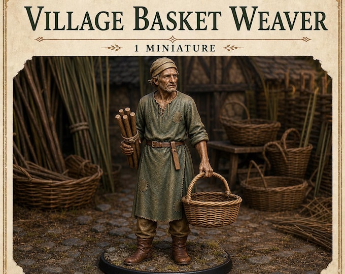 Lowroad Village Basket Weaver | Medieval Fantasy NPC | HGM Resin Miniature