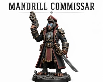 Mandrill Commissar | Stone Legion Resin Officer Miniature | HGM Exclusive