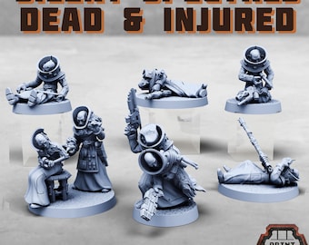Silent Spectres - Dead and Injured NPCs - Print Minis - Grimdark - Print Minis - Sci-Fi Grimdark Resin Miniature