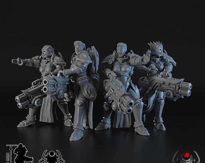 Battle Sisters Widows of Retribution Heavy Thermal Gun Squad – Eight Legs Miniatures – Sci-Fi – Resin Unit
