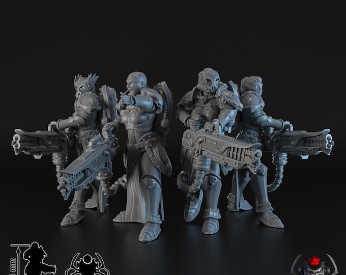 Battle Sisters Widows of Retribution Heavy Flamer Squad  - for Sci-Fi Wargames & TTRPG | Eight Legs Miniatures mini