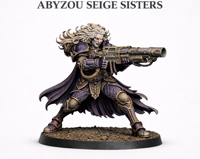 Chaos Of Excess- Daughters Of Abyzou Siege Sisters - Marble Legion - Highland Gaming Minis Exclusive Multi-Verse Grimdark OPR Resin mini