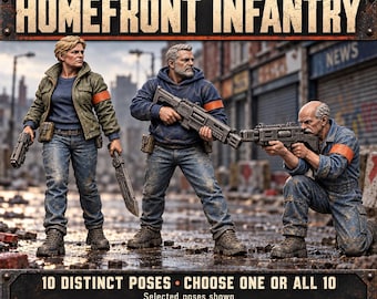 Earthline Homefront Infantry | Choose 1 of 10 Poses or All 10 | 32mm Sci-Fi Civilian Resin Miniatures