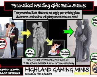 Personalised Wedding Anniversary Gift - Resin Miniature of your special day- Exclusive Highland Gaming Minis - Statue