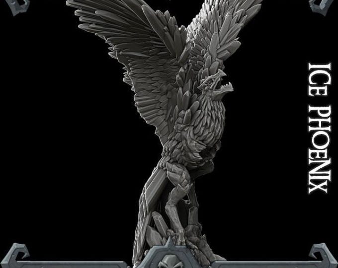 Ice Phoenix - Fantasy Miniature  - Rocket Pig Games - Tabletop Wargaming for Grimdark | OPR Sci-Fi & Fantasy Resin Mini