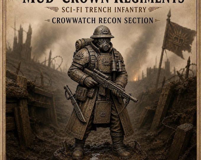 Crowwatch Recon Section – 10 Mud-Crown Sci-Fi Trench Infantry Resin Miniatures – HGM Exclusive