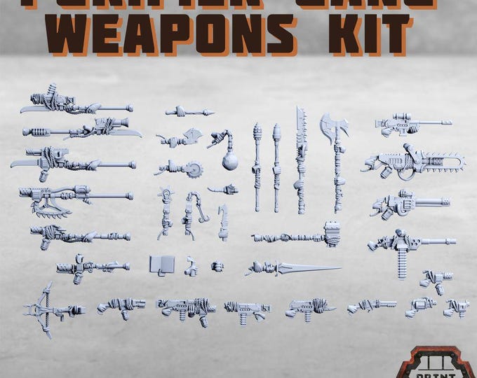 Purifier Gang Weapons Kit - Print Minis Licensed 28-32mm Resin Bits and Scatter