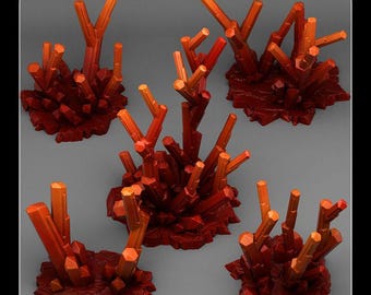 Fire Crystal Rocks Wargaming Terrain Objectives | Fantastic Plants and Rocks | PathFinder | Mini | Dungeons and Dragons | Fantasy | RPG