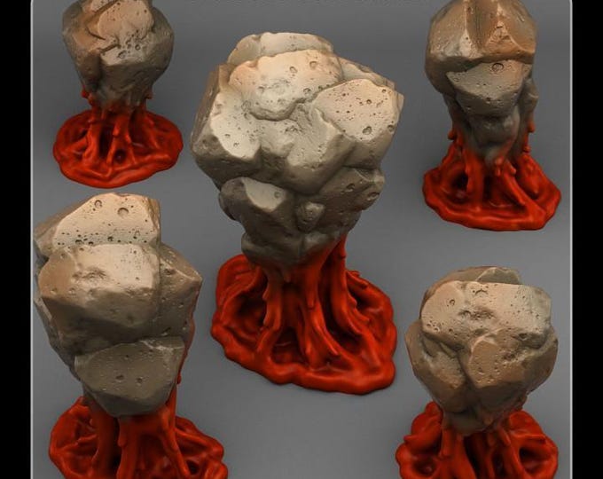 Blood Rocks Wargaming Terrain Objectives | Fantastic Plants and Rocks | PathFinder | Mini | Dungeons and Dragons | Fantasy | RPG