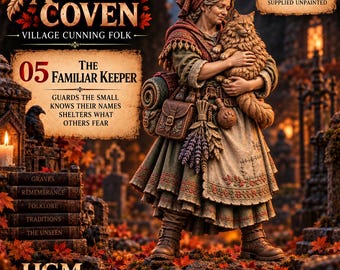 The Grave Tender Witch Miniature | Autumn Coven | 32mm Resin Folk Horror NPC | HGM Exclusive