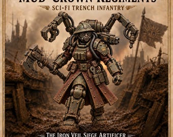 Iron Veil Siege Artificer | 43mm Sci-Fi Trench Engineer | 40mm Base Resin Miniature | Mud-Crown HGM Exclusive