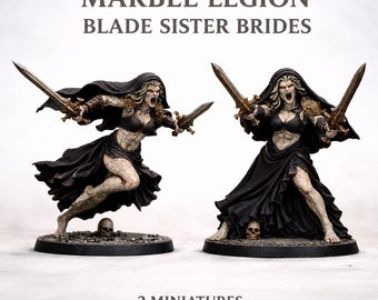 Blade Sister Brides – 2 HGM Exclusive Gothic Sci-Fi Resin Miniatures – 28mm or 32mm