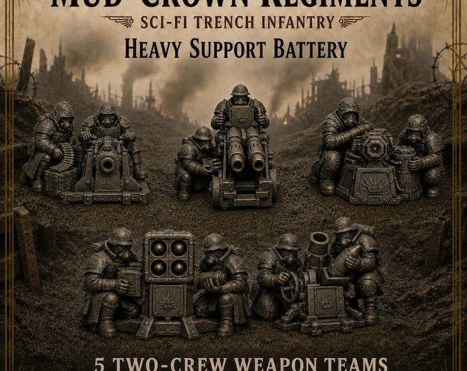 Mud-Crown Heavy Support Battery | Choose 1 or All 5 Two-Crew Weapon Teams | HGM Exclusive Resin Miniatures