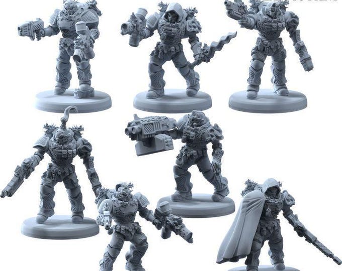 Legion Knights Squad A  - Alphaya - Printerra Studios - Tabletop Wargaming Miniature for Grimdark | OPR | Sci-fi