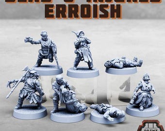 Erroish Tribe Dead & Injured NPCs x7 – Print Minis Licensed 32mm Resin Sci-Fi Casualty Set