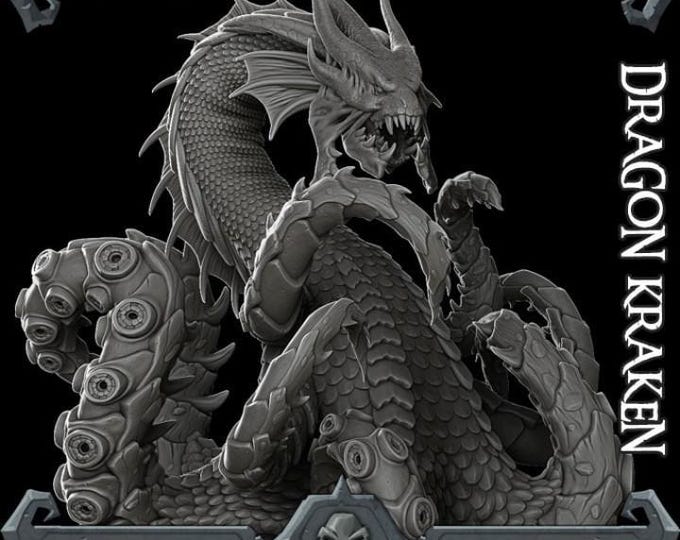 Dragon Kraken - Fantasy Miniature  - Rocket Pig Games - Tabletop Wargaming for Grimdark | OPR Sci-Fi & Fantasy Resin Mini