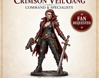 Crimson Veil Gang | Choose 1 of 15, Expansion 5, Original 10 or Complete 15 | 32mm Sci-Fi Vampire Resin Miniatures | HGM