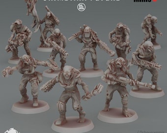 Crab Cult Factory Workers - Oshounaminis - Tabletop wargaming miniature for Grimdark | OPR | Sci-fi | Alien Bug Proxy | Printed mini