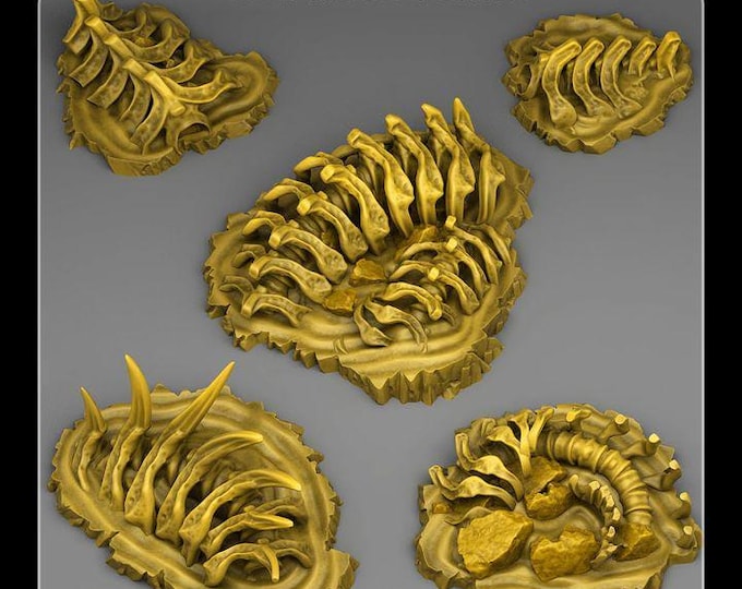 Fossilised Monster RocksWargaming Terrain Objectives | Fantastic Plants and Rocks | PathFinder | Mini | Dungeons and Dragons | Fantasy | RPG