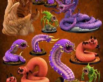 Worm Battle Miniatures | Print Your Monster | Fantasy | Grimdark | DnD | Tabletop Wargaming Mini
