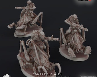 Crab Cult Infected Riders | 3 Oshounaminis Licensed Resin Sci-Fi Cavalry Miniatures