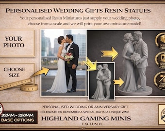Custom Wedding Miniature from Photo | Personalised Anniversary Gift | 3D Printed Couple Keepsake | Unique Handmade Gift