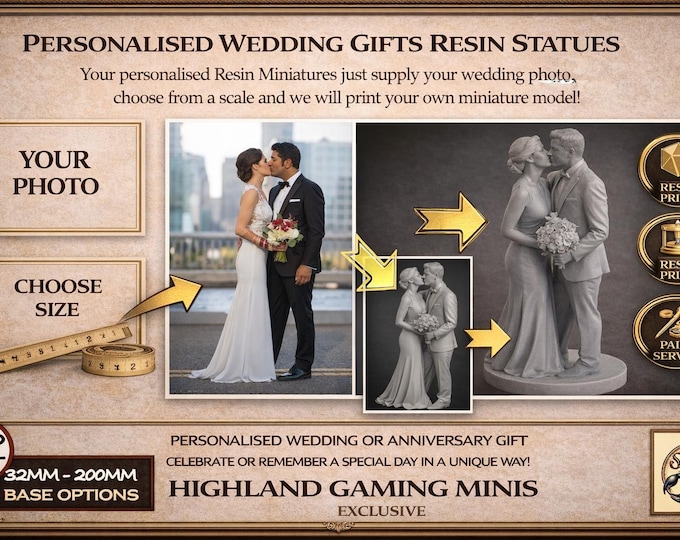 Custom Wedding Miniature from Photo | Personalised Anniversary Gift | 3D Printed Couple Keepsake | Unique Handmade Gift