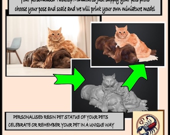 Personalised Pet Resin Statue 2D Photo to a 3D Miniature  - Exclusive Highland Gaming Minis - Statue