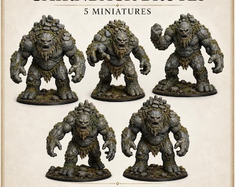 Cairnback Brutes - HGM Exclusive Resin Fantasy Stone Monster Miniatures - 5 Pieces