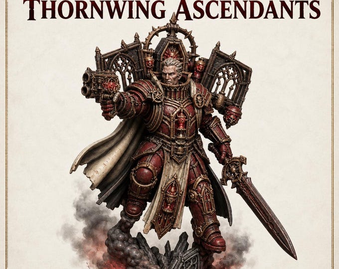 Thornwing Ascendants - 5 Gothic Sci Fi Flight Knight Miniatures - Red Vow - Blood Legion - Jump Assault Unit - Unpainted Resin