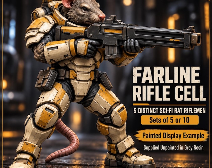 Gnawbound Farline Rifle Cell | Choose 1, Unit of 5 or Reinforced 10 | Sci-Fi Rat Resin Miniatures | HGM Original