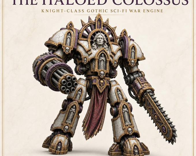 The Haloed Colossus - Marble Legion Gothic Sci-Fi Knight-Class War Engine - Large Resin Miniature with 6 Weapon Variants