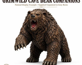 Grimwild Cave Bear Companions | 3 Poses | 32–50mm Scale | HGM Resin Miniatures