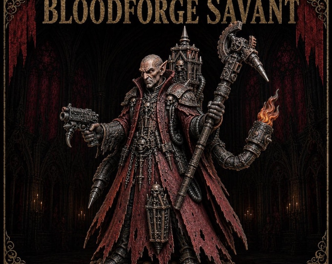 Bloodforge Savant Vampire Forge-Priest Resin Miniature – 55mm Tall – 40 or 50mm Base – HGM Exclusive