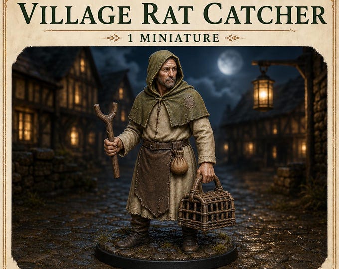 Lowroad Village Rat Catcher | Medieval Fantasy NPC | HGM Resin Miniature